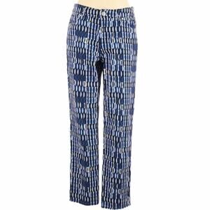 Ellen Tracy High Waist Geometric Pattern Straight Leg Jeans Blue Size 10